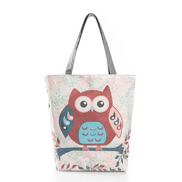 Vintage Canvas Bags Large Thai Owl Tote bag HandBag