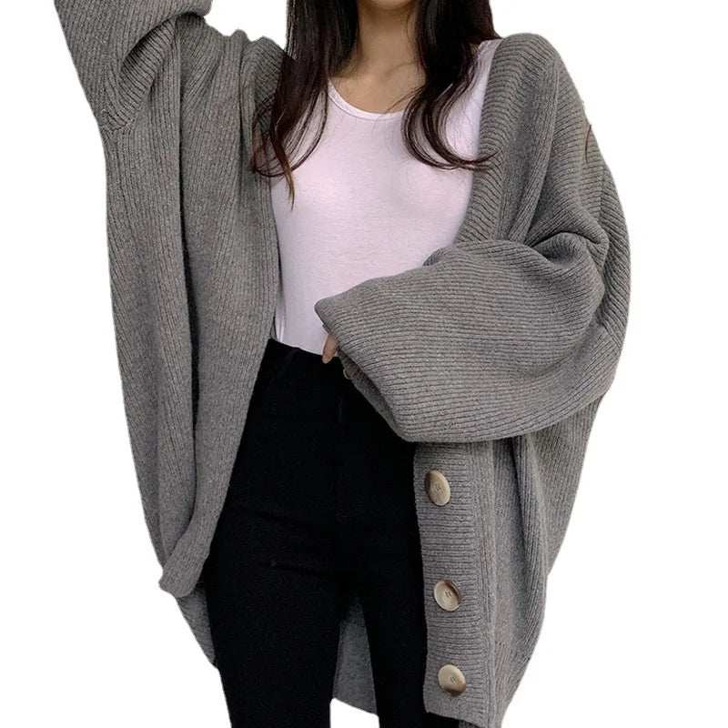 Lazy Sweater Coat Loose Fit Large Size Knitted Cardigan