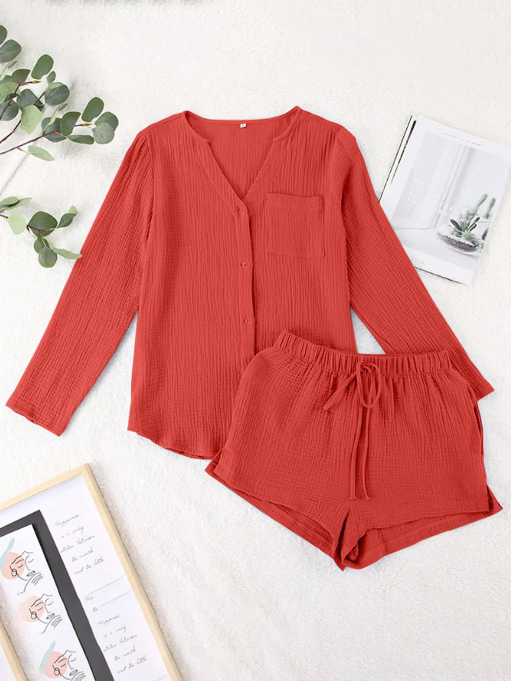 Women’s Summer Pyjama Set Crafted from 100% Cotton Gauze