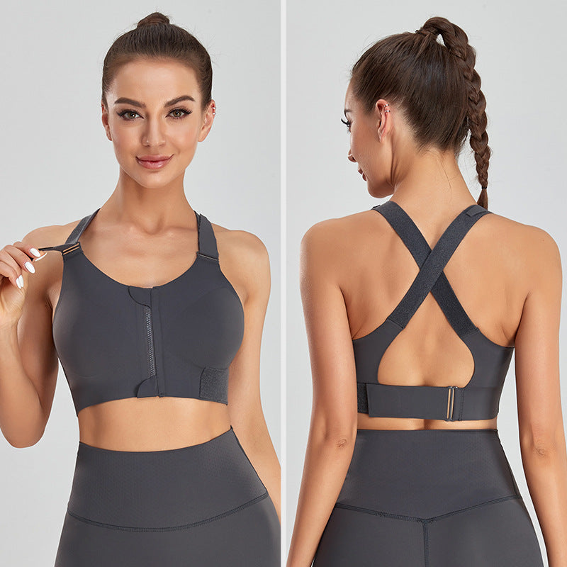 Front-Zip Shockproof Sports Bra