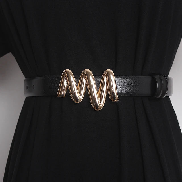Genuine Leather Cummerbunds Female Dress Corsets Squiggle