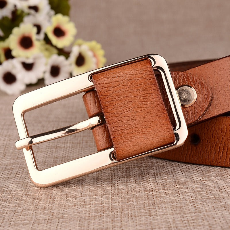 Women's leather belt with cowhide