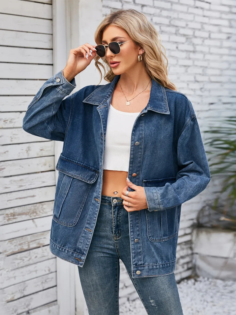 Classic Long Sleeve Button-Up Denim Jacket