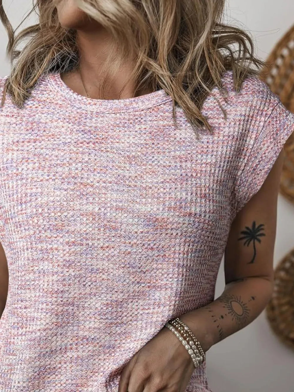 Soft Heathered Round Neck T-Shirt