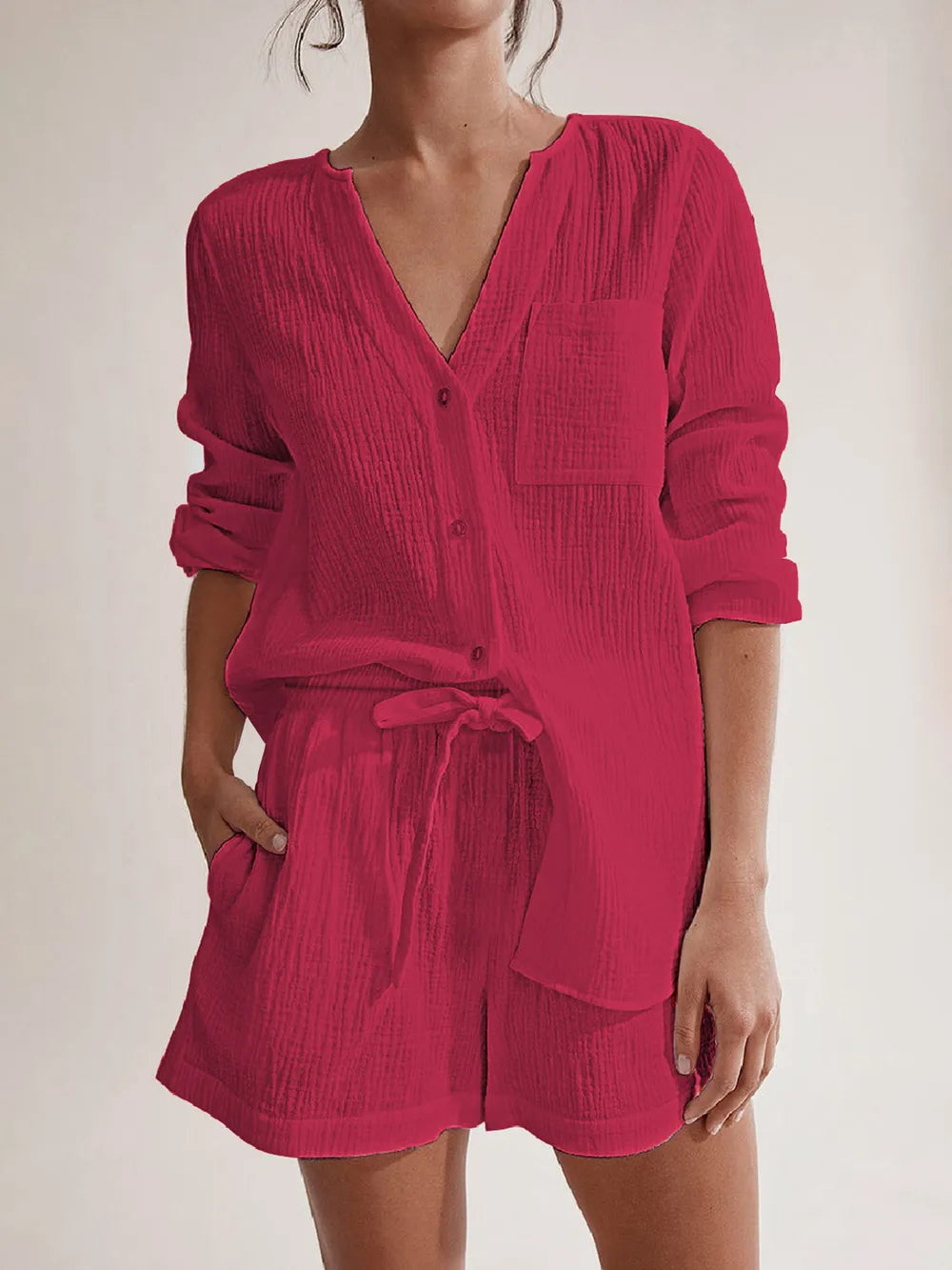 Women’s Summer Pyjama Set Crafted from 100% Cotton Gauze