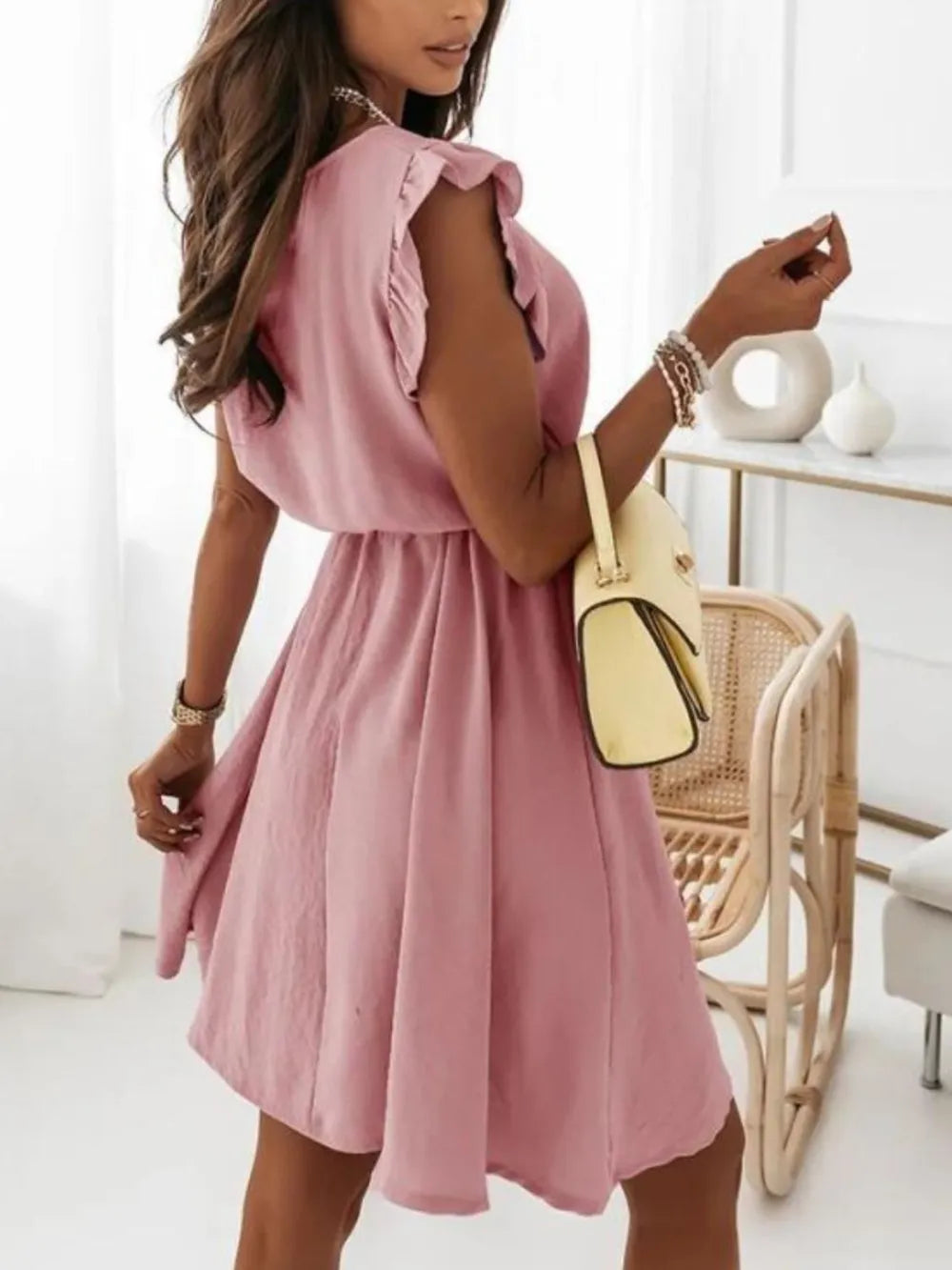 Ruffle Bloom Waist Tie Dress