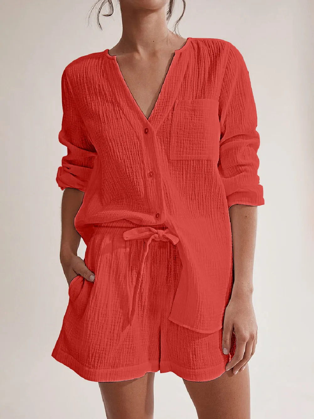 Women’s Summer Pyjama Set Crafted from 100% Cotton Gauze