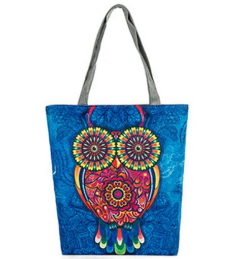 Vintage Canvas Bags Large Thai Owl Tote bag HandBag