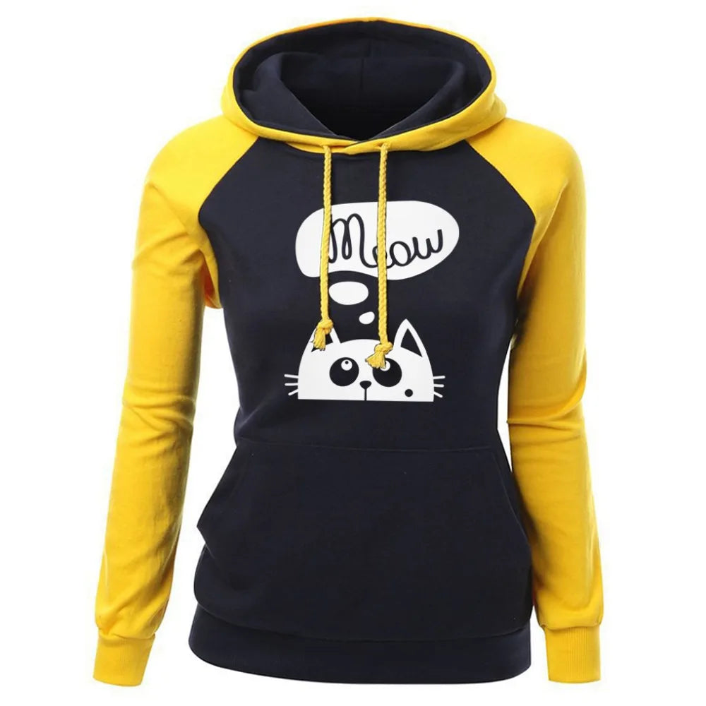 Hoodie Sweatshirt Cat Meow
