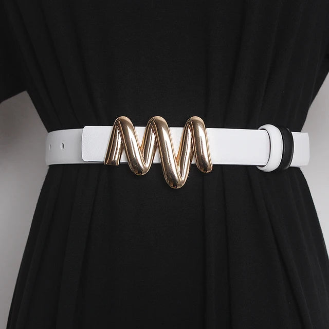 Genuine Leather Cummerbunds Female Dress Corsets Squiggle