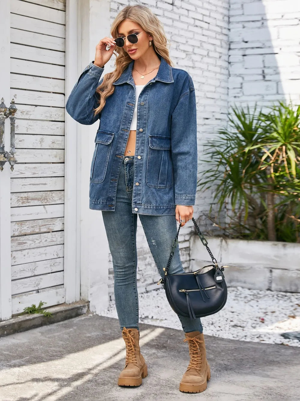 Classic Long Sleeve Button-Up Denim Jacket
