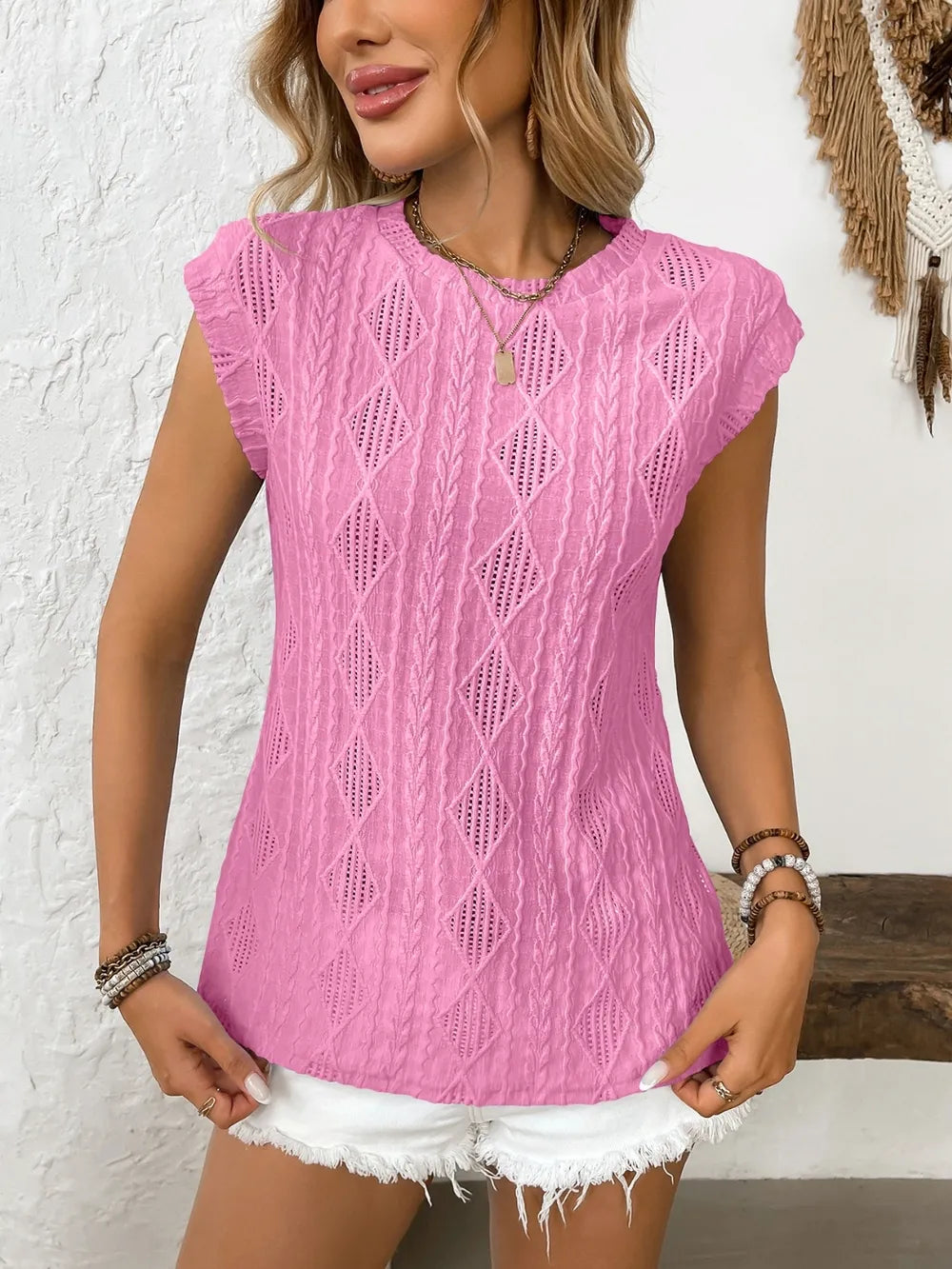 Essential Cap Sleeve Top with Round Neck