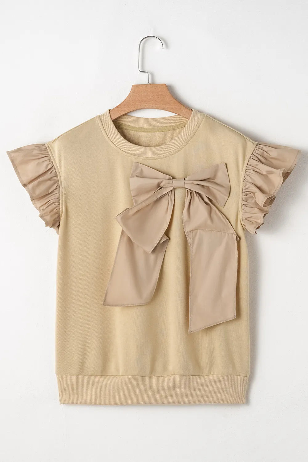 Bow Detail Round Neck Blouse – Cap Sleeve Charm