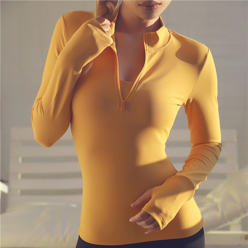 Yoga Top Sport Zipper Long Sleeve Yoga Shirt