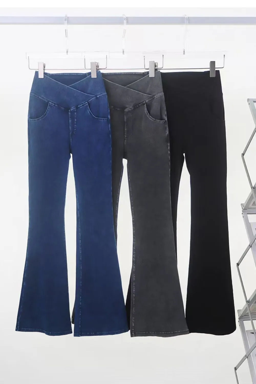 High-Stretch Bootcut Jeans with Pockets