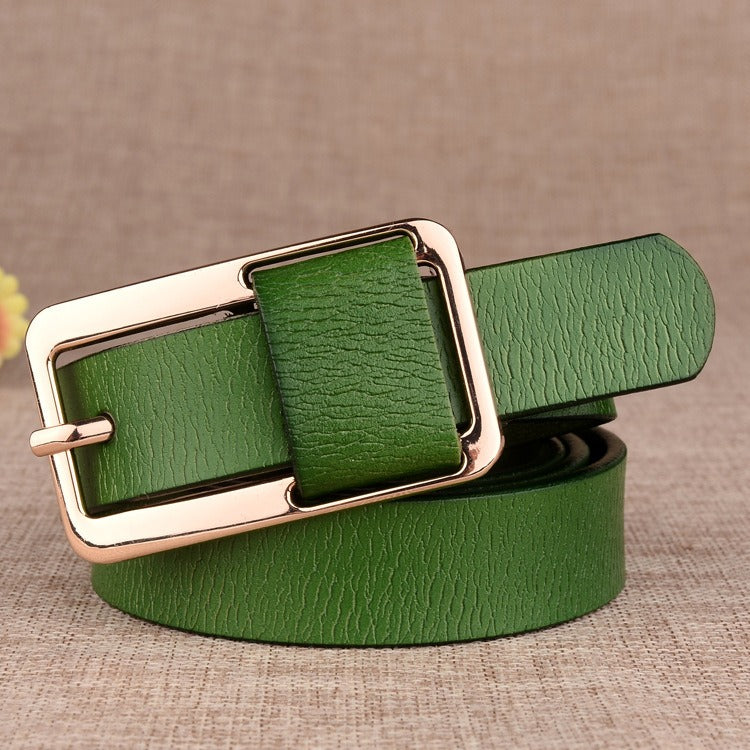 Women's leather belt with cowhide