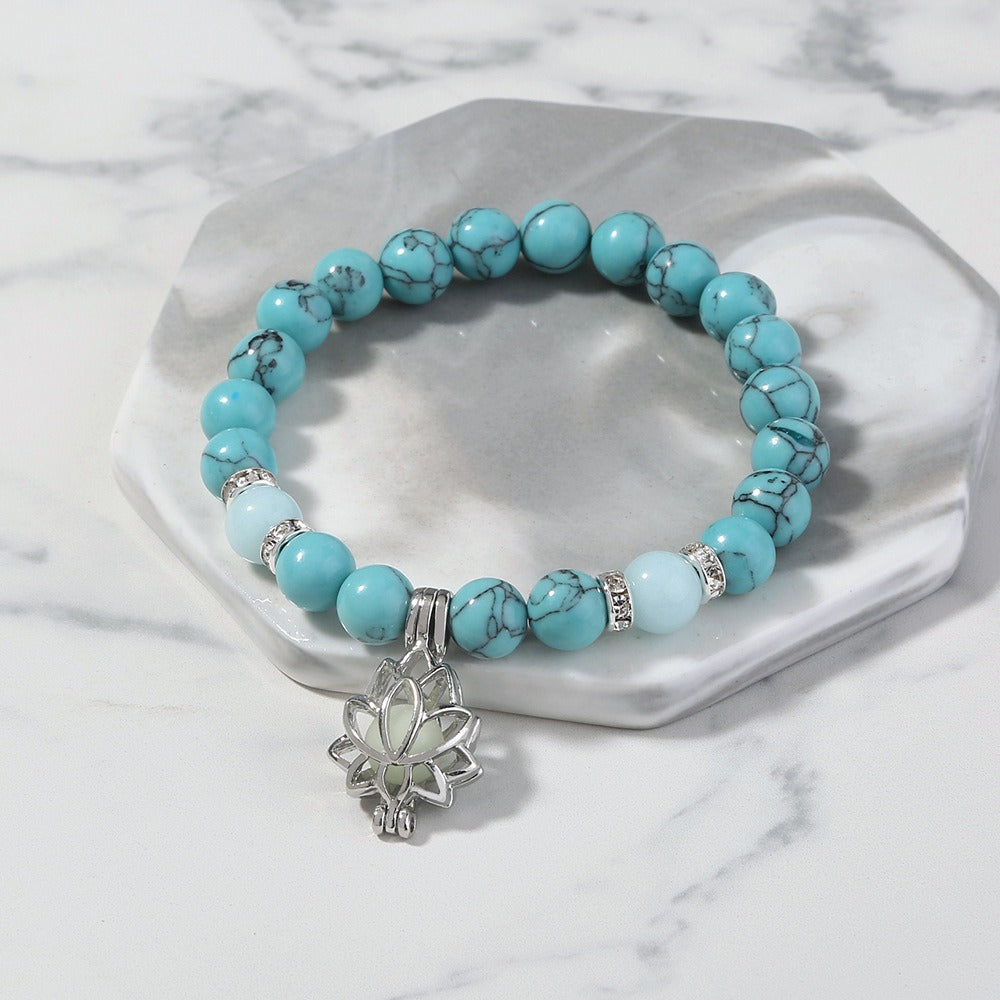 Turquoise Glow Lotus Yoga Bracelet – Multicolor Fluorescent