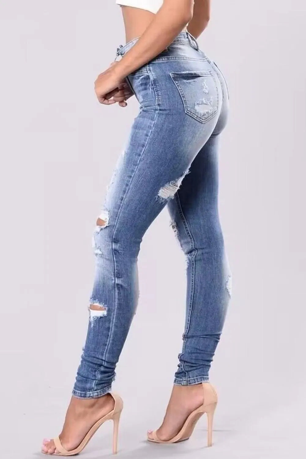 Full-Size Distressed Skinny Jeans – Available in Plus Sizes