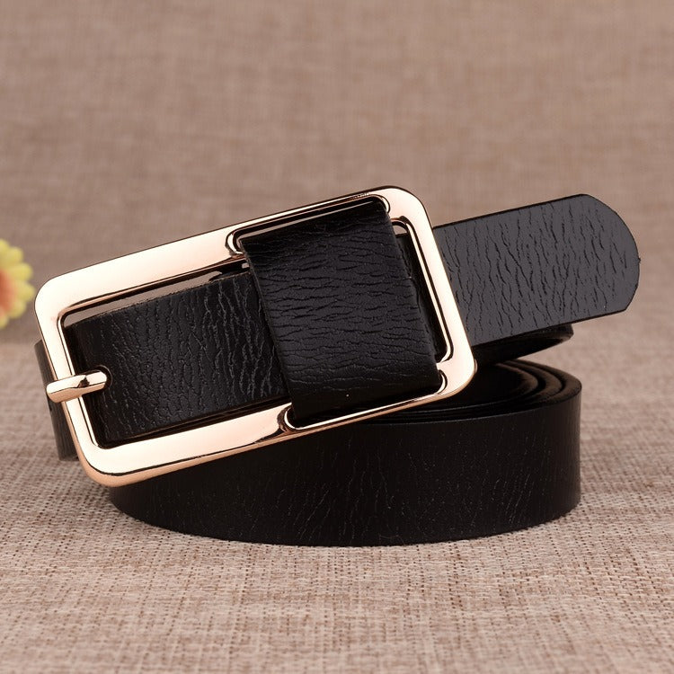 Women's leather belt with cowhide