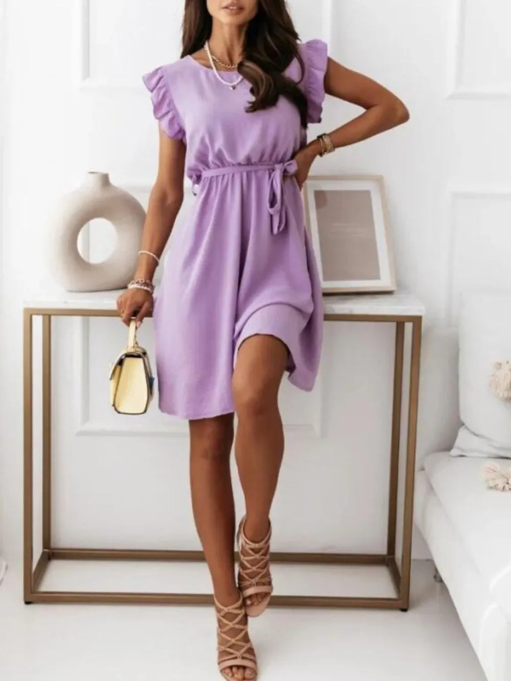 Ruffle Bloom Waist Tie Dress
