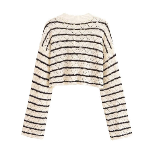 Chic Striped Crochet Top with Matching Pants – A Perfect Set for Casual Days