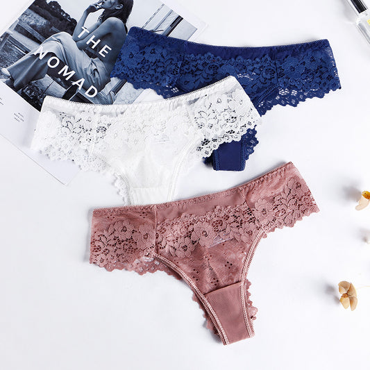 Lace Panties Skin-Friendly Breathable Comfortable Seamless Low Waist Briefs
