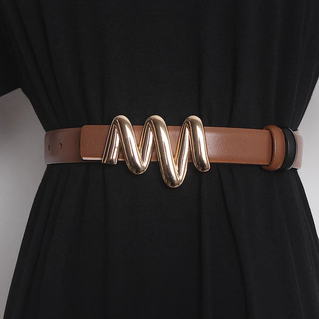 Genuine Leather Cummerbunds Female Dress Corsets Squiggle