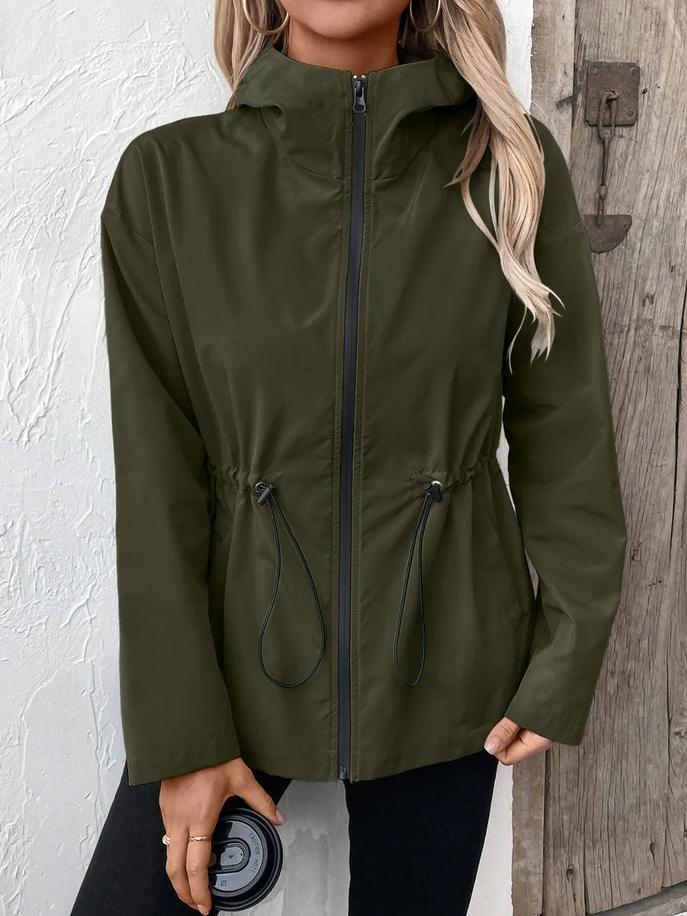 Casual Zip-Up Jacket with Adjustable Hood