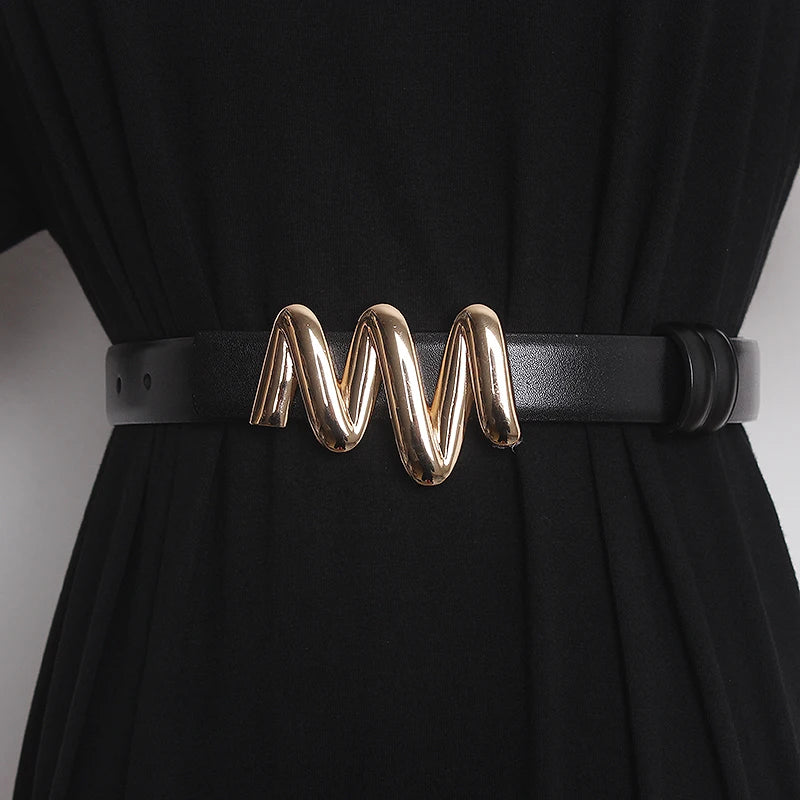 Genuine Leather Cummerbunds Female Dress Corsets Squiggle