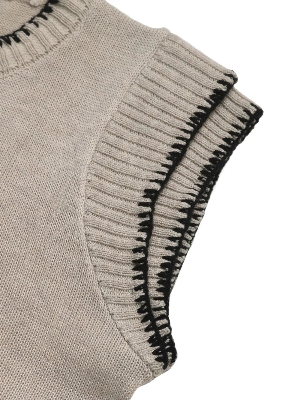 Contrast Edge Knit Top – Round Neck & Cap Sleeves