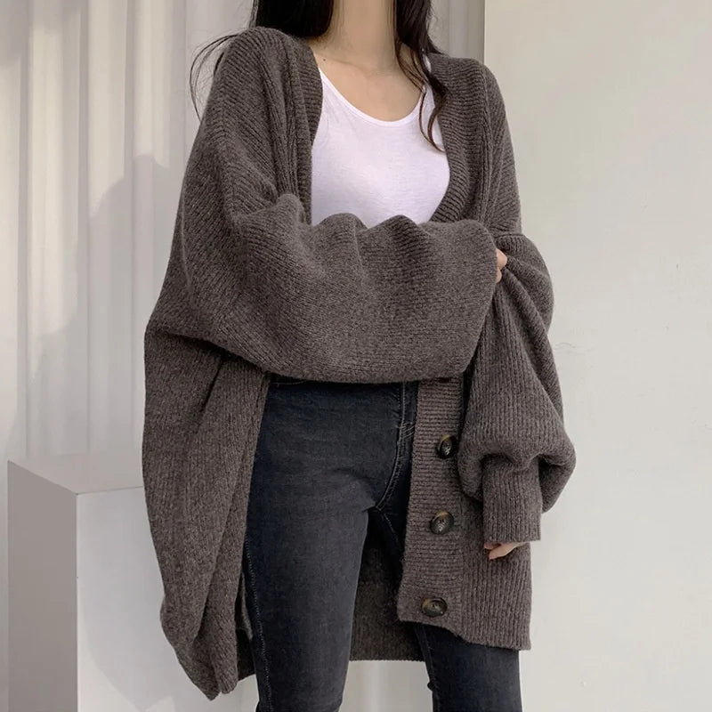 Lazy Sweater Coat Loose Fit Large Size Knitted Cardigan