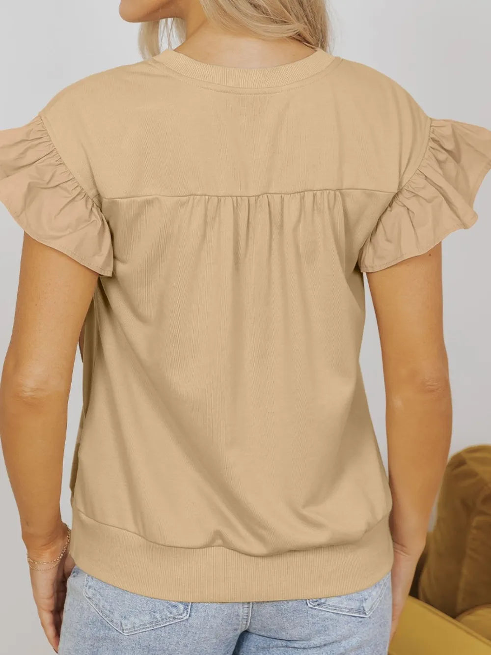 Bow Detail Round Neck Blouse – Cap Sleeve Charm