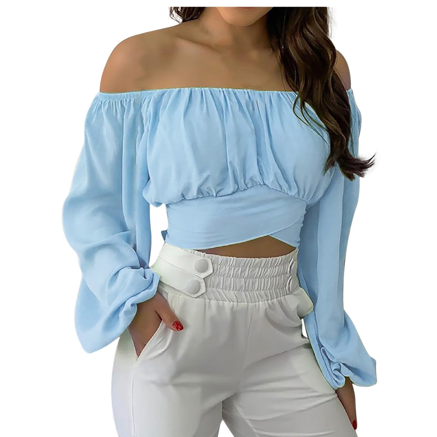 Off Shoulder Long Sleeved Blouse
