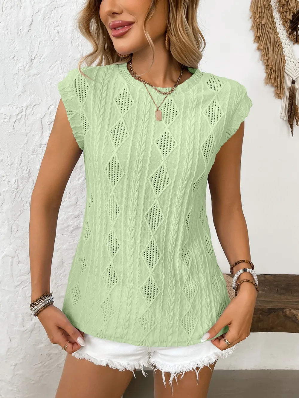 Essential Cap Sleeve Top with Round Neck
