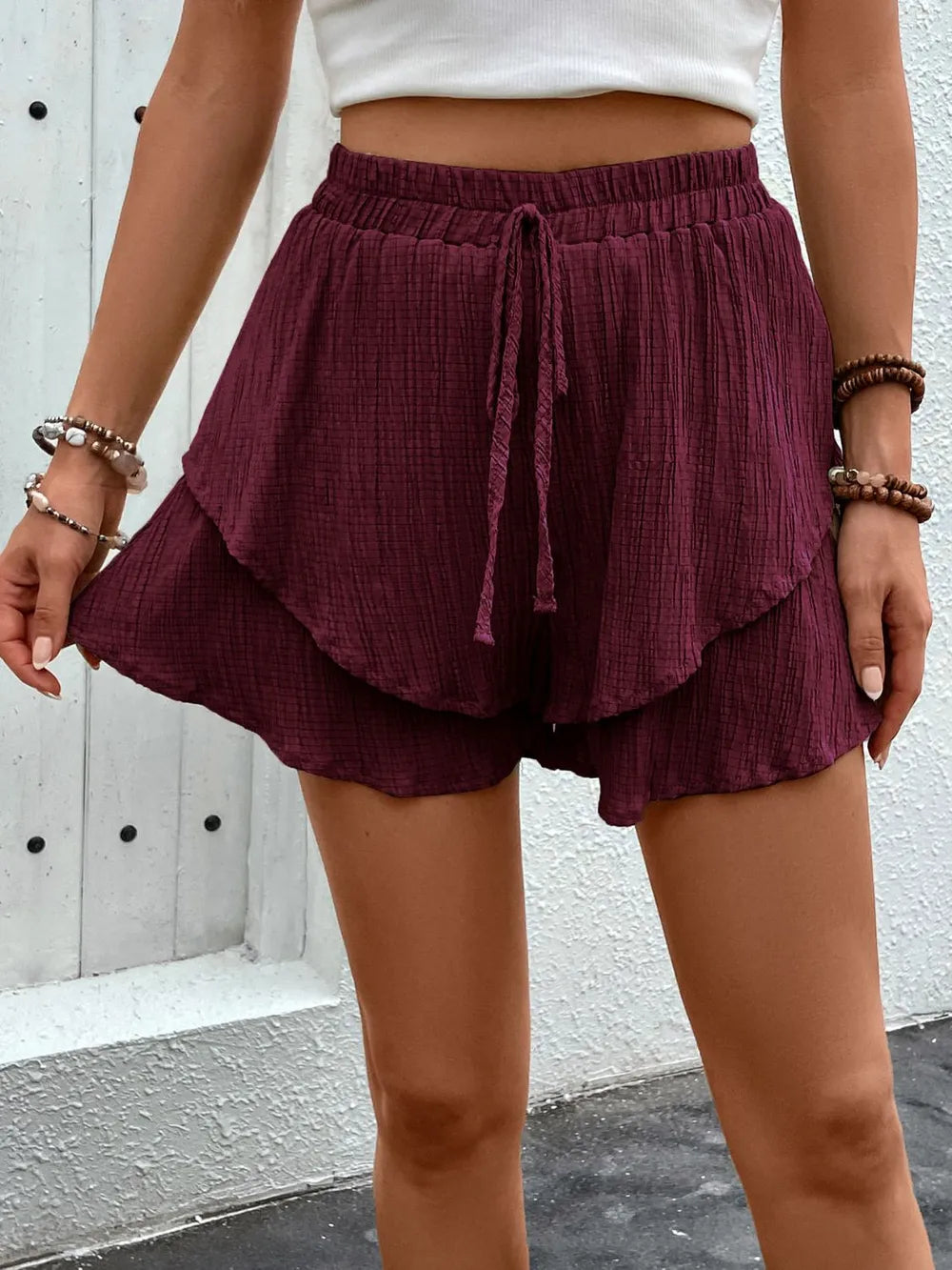 Tied Layered High-Waist Shorts – Effortlessly Stylish and Comfortable