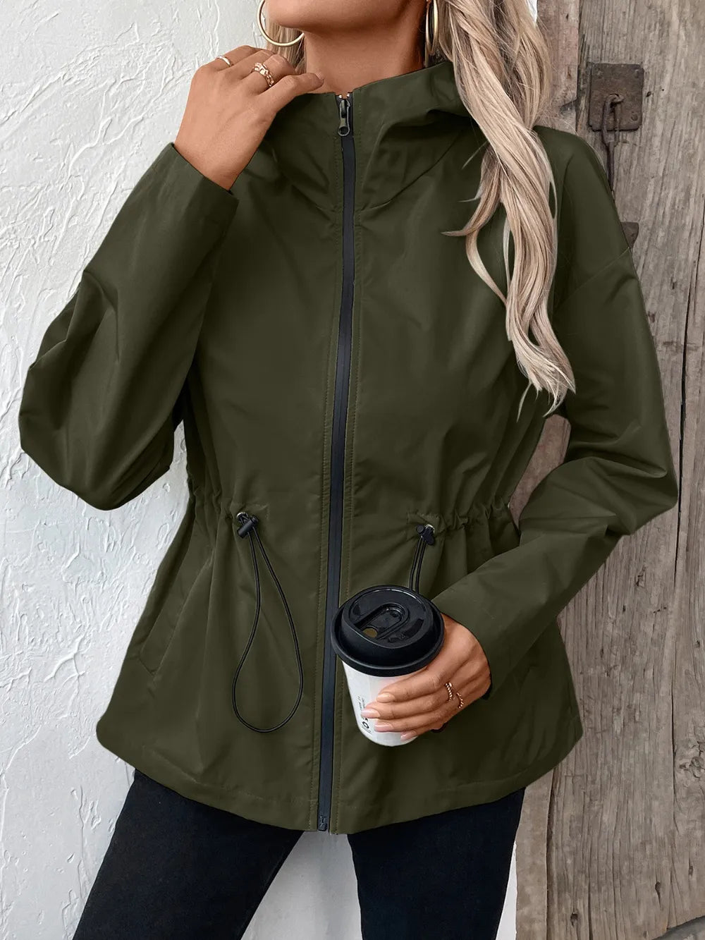 Casual Zip-Up Jacket with Adjustable Hood