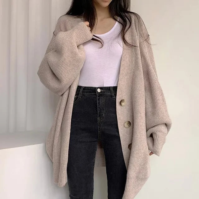 Lazy Sweater Coat Loose Fit Large Size Knitted Cardigan