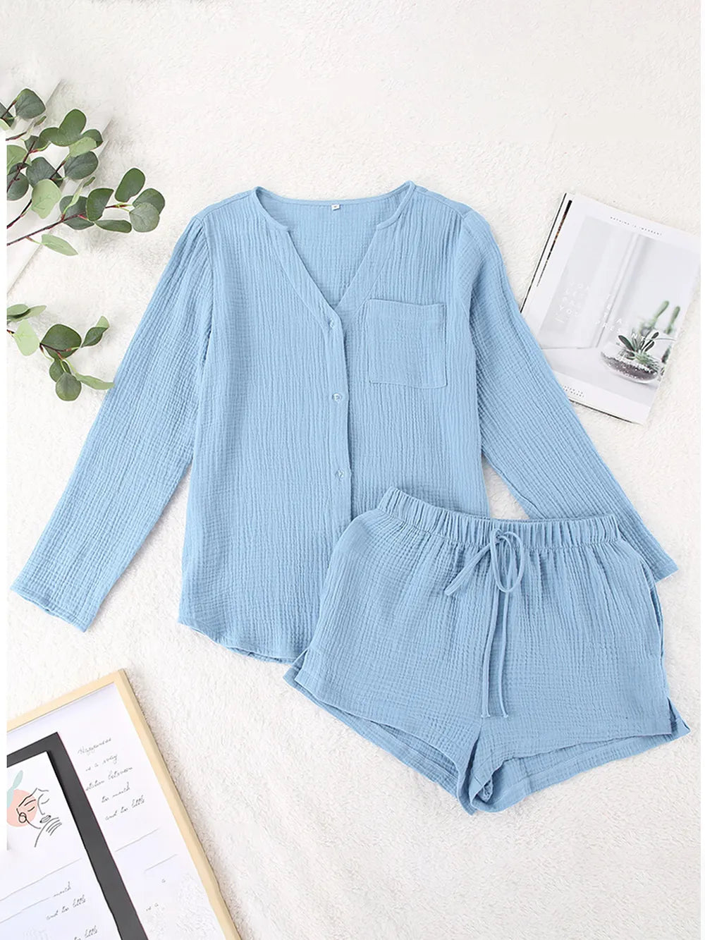 Women’s Summer Pyjama Set Crafted from 100% Cotton Gauze