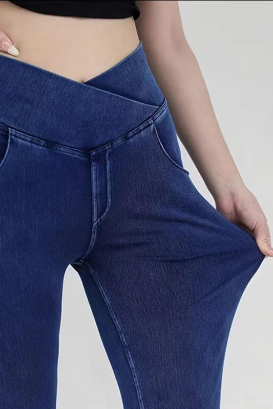 High-Stretch Bootcut Jeans with Pockets