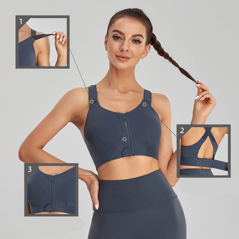 Front-Zip Shockproof Sports Bra