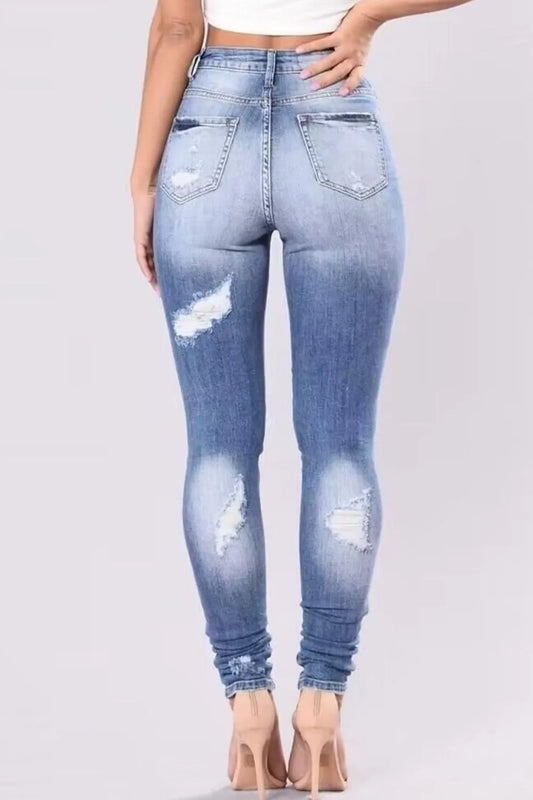 Full-Size Distressed Skinny Jeans – Available in Plus Sizes