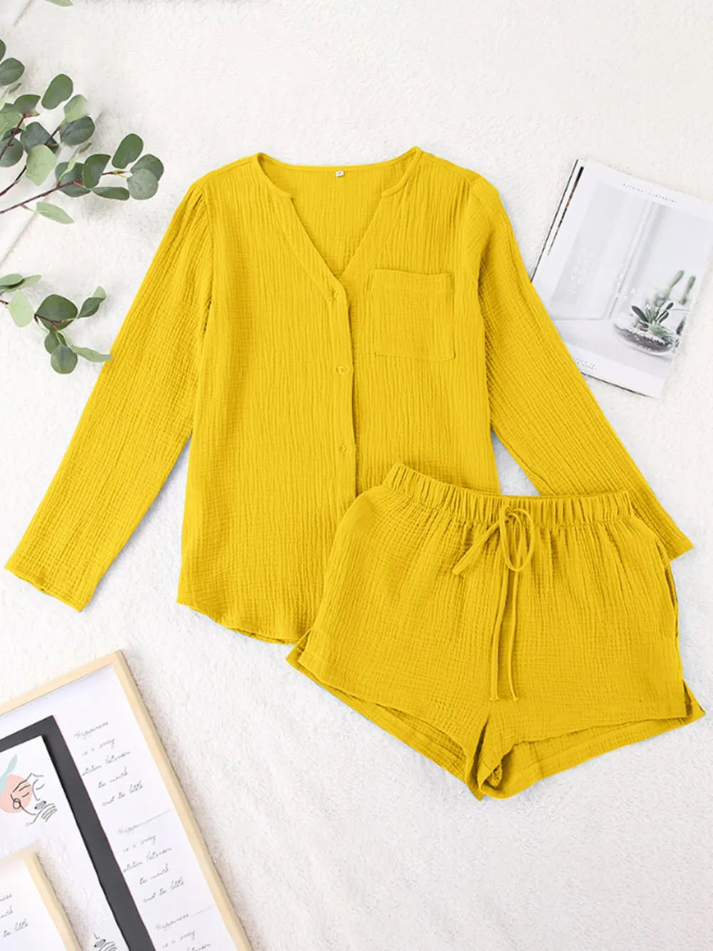 Women’s Summer Pyjama Set Crafted from 100% Cotton Gauze