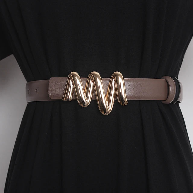 Genuine Leather Cummerbunds Female Dress Corsets Squiggle