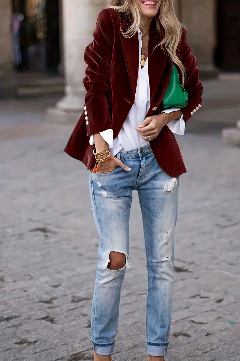 Single-Button Lapel Blazer – Timeless & Tailored
