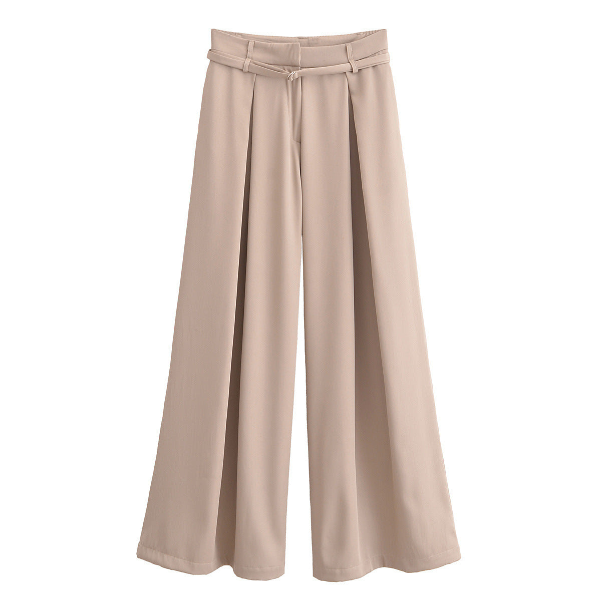 Relaxed Fit Wide-Leg Trousers with Waist Bel