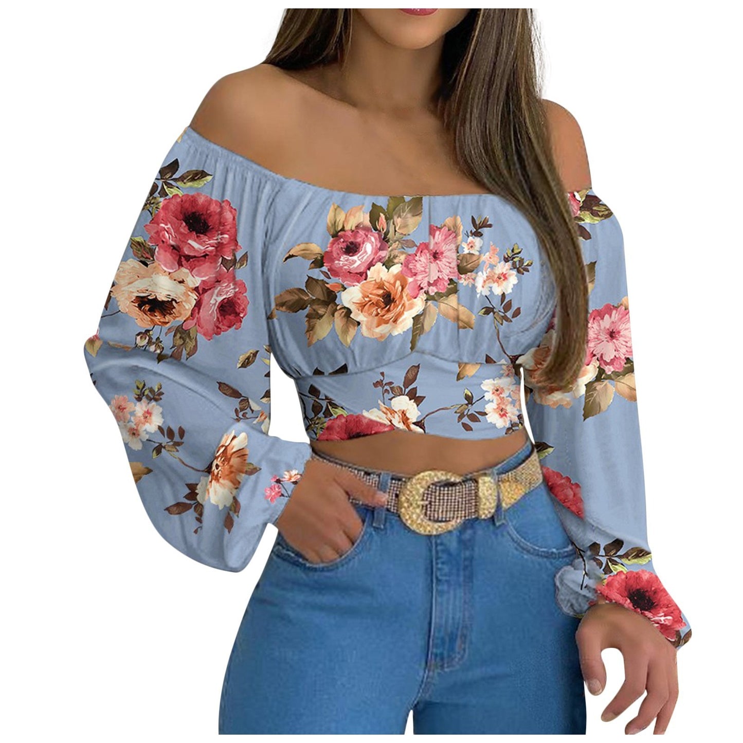 Off Shoulder Long Sleeved Blouse