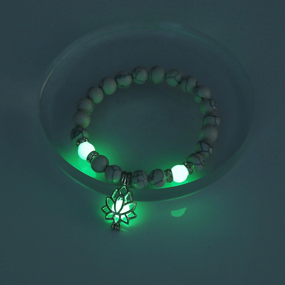 Turquoise Glow Lotus Yoga Bracelet – Multicolor Fluorescent
