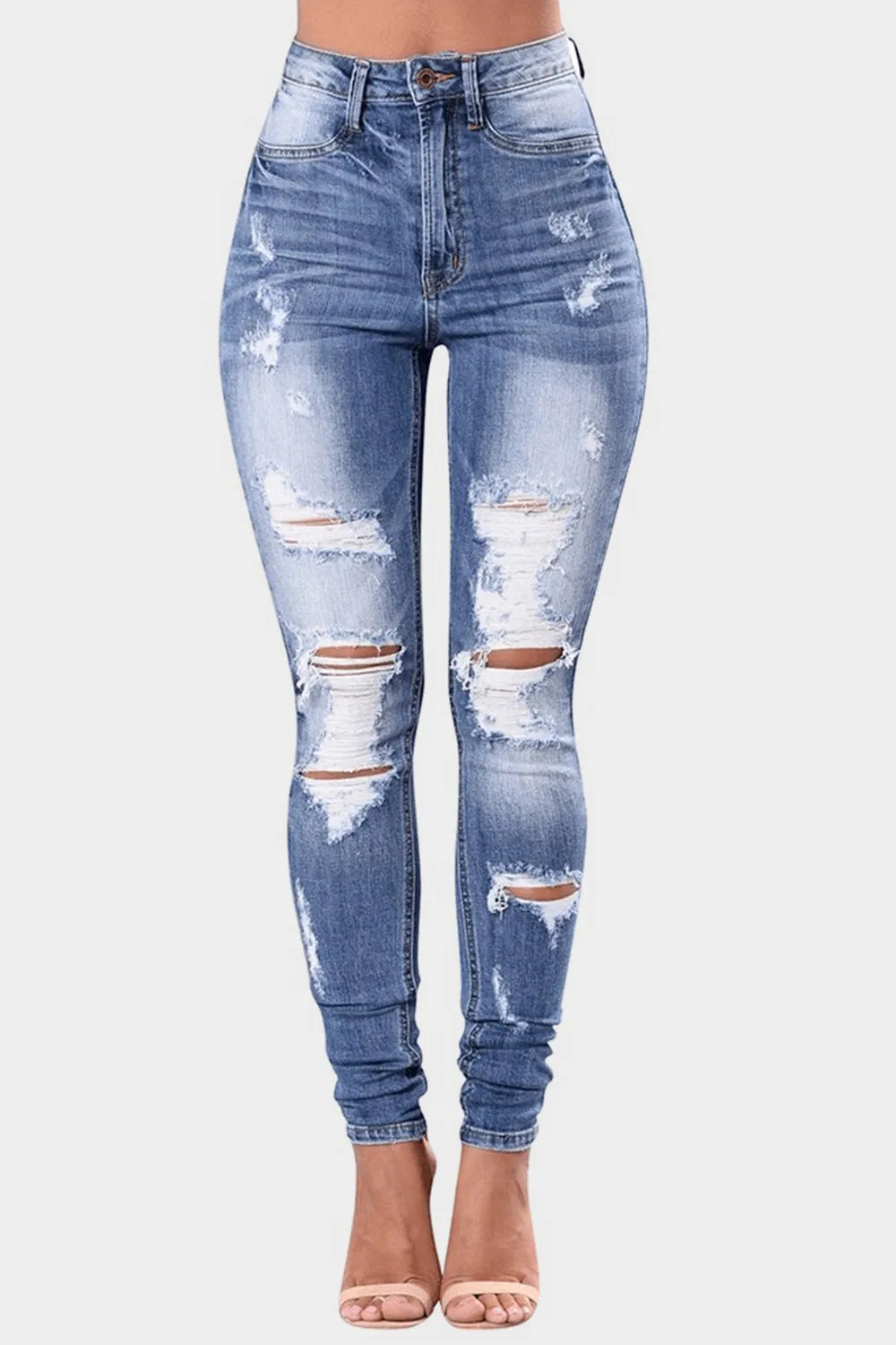 Full-Size Distressed Skinny Jeans – Available in Plus Sizes