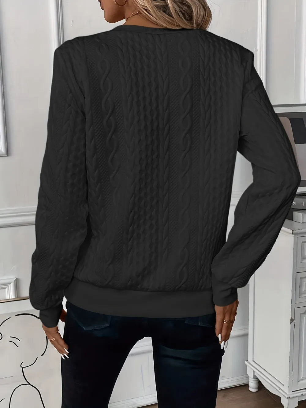 Textured Half Zip Sweatshirt – Long Sleeves for Comfort and Style