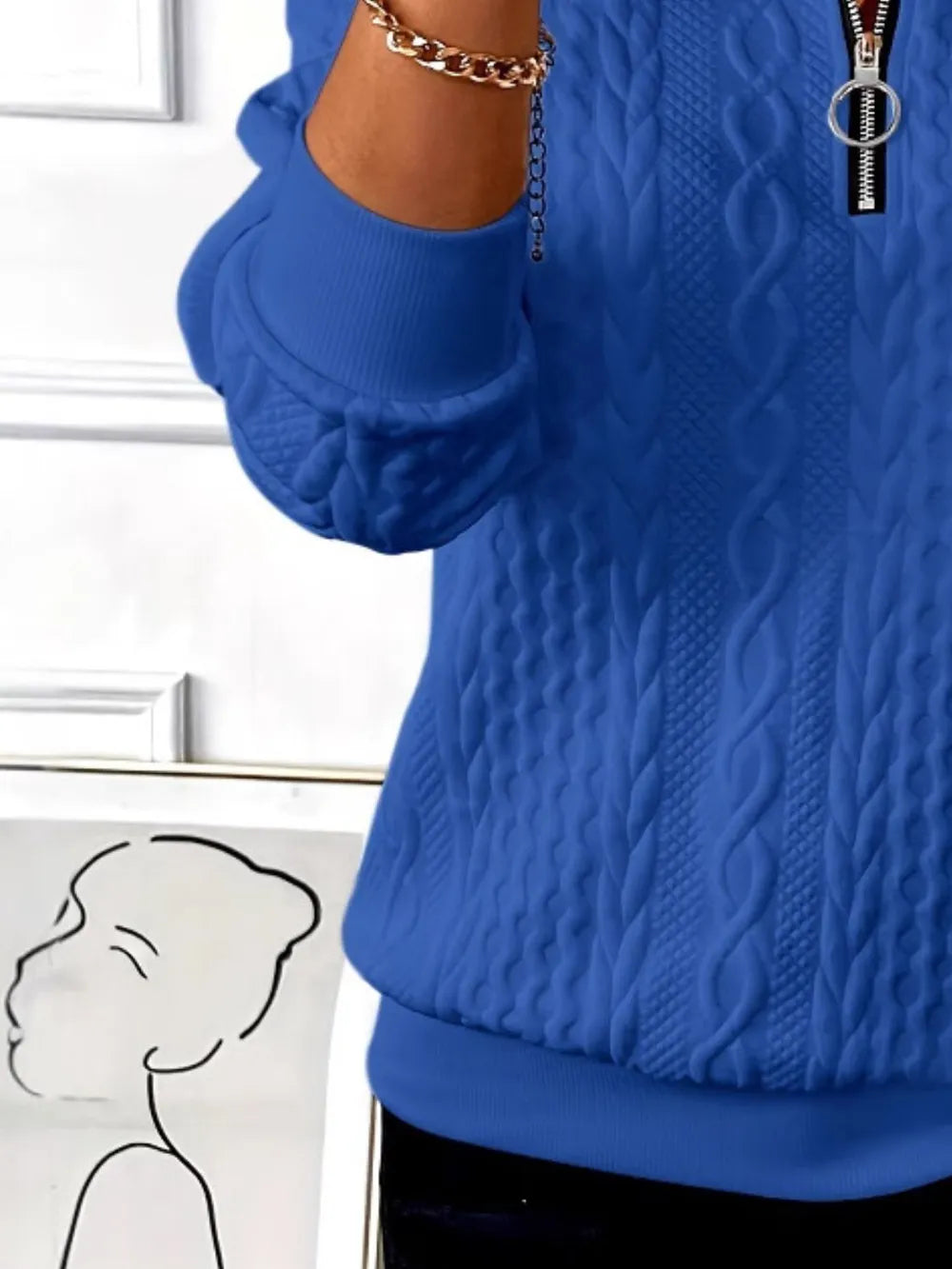 Textured Half Zip Sweatshirt – Long Sleeves for Comfort and Style